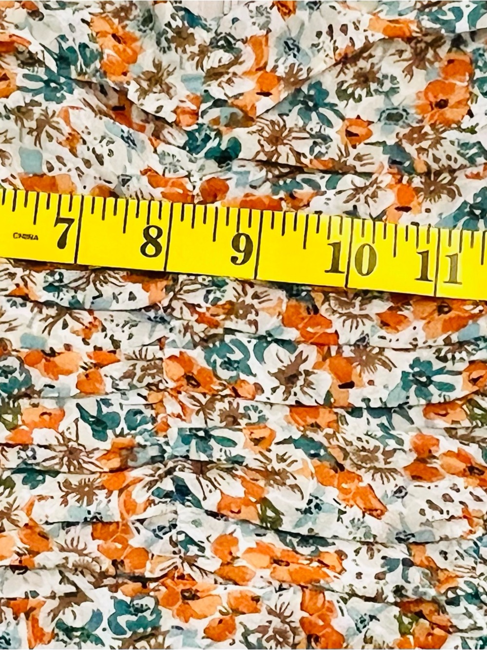 Astr Orange Floral Ruched Puff-Sleeve Mini Dress Cottagecore M - Picture 8 of 10